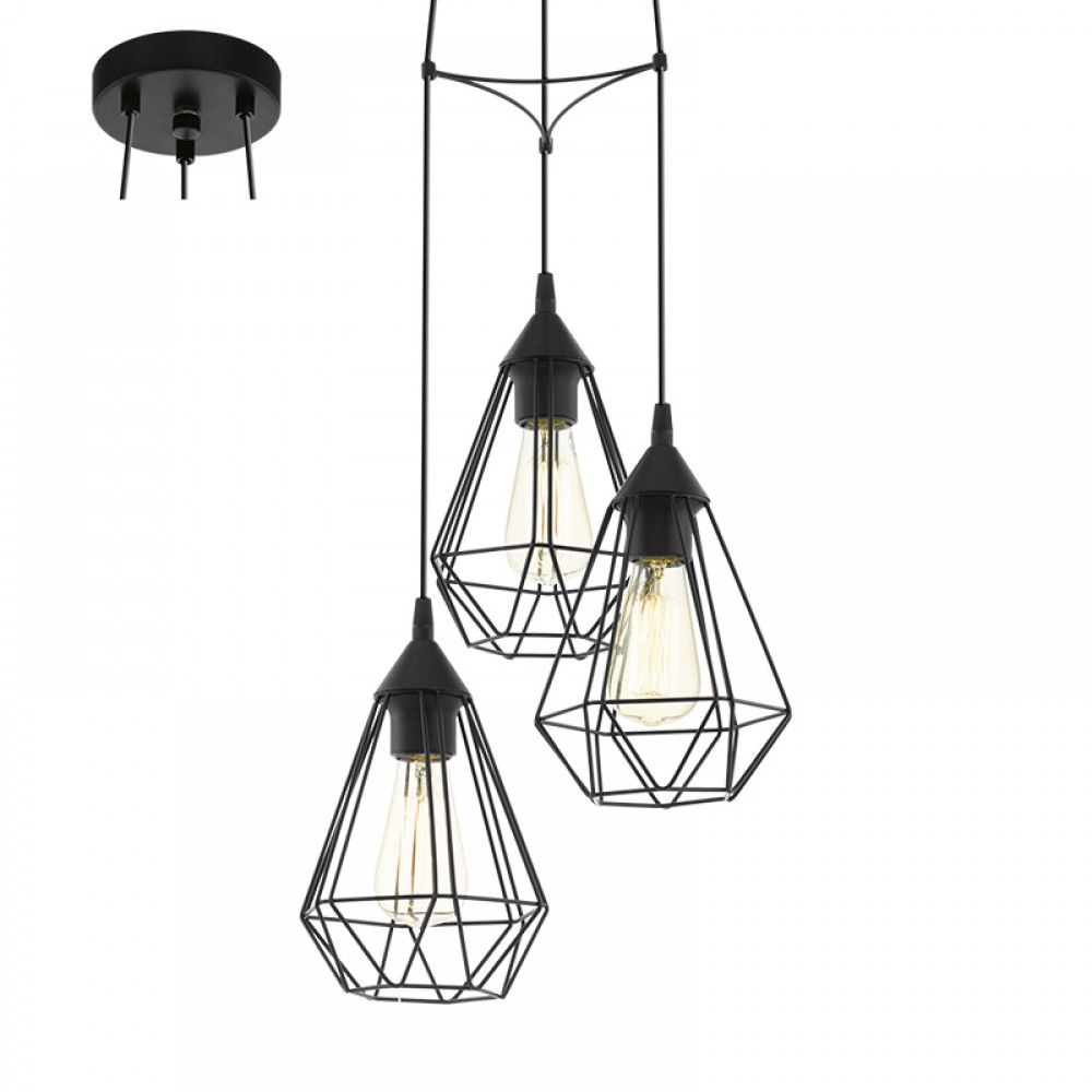 Lampara Vintage Tarbes 3L Negro 94191