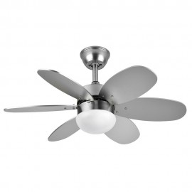 Ventilador Alves DC Niquel 85Ø 2xE27 6 Aspas Haya-Plata Mando y Temporizador 175791642