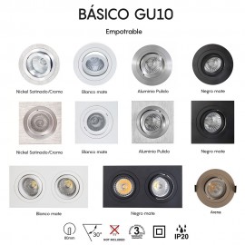 Empotrable BASICO Cuadrado Gu10 C0004