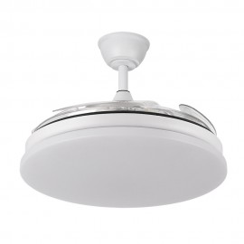Ventilador Plegable DC Blanco 4 Aspas 59W CCT 6980Lm Regulable Mando Memoria Temporizador