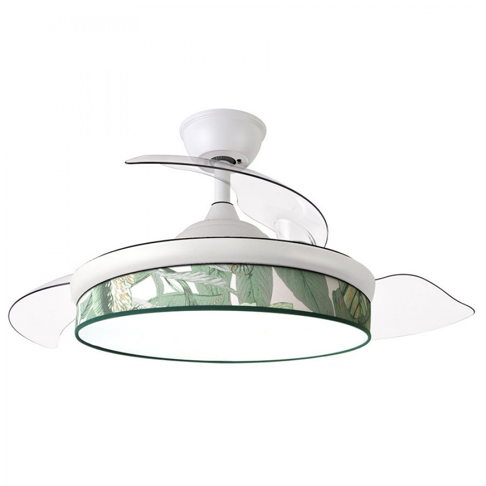 Ventilador Mini Moda DC Blanco-Hoja Verde 91Ø 72w Mando Memoria Y Temporizador 212480101