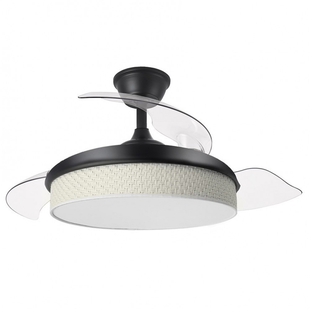 Ventilador Mini Moda DC Negro-Cañizo Blanco 91Ø 72w Mando Memoria Y Temporizador 212480509