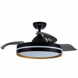 Ventilador Nalon DC Negro-Madera Oscura Plegable 109Ø 72w 3aspas Mando Memoria Y Temporizador 213091385
